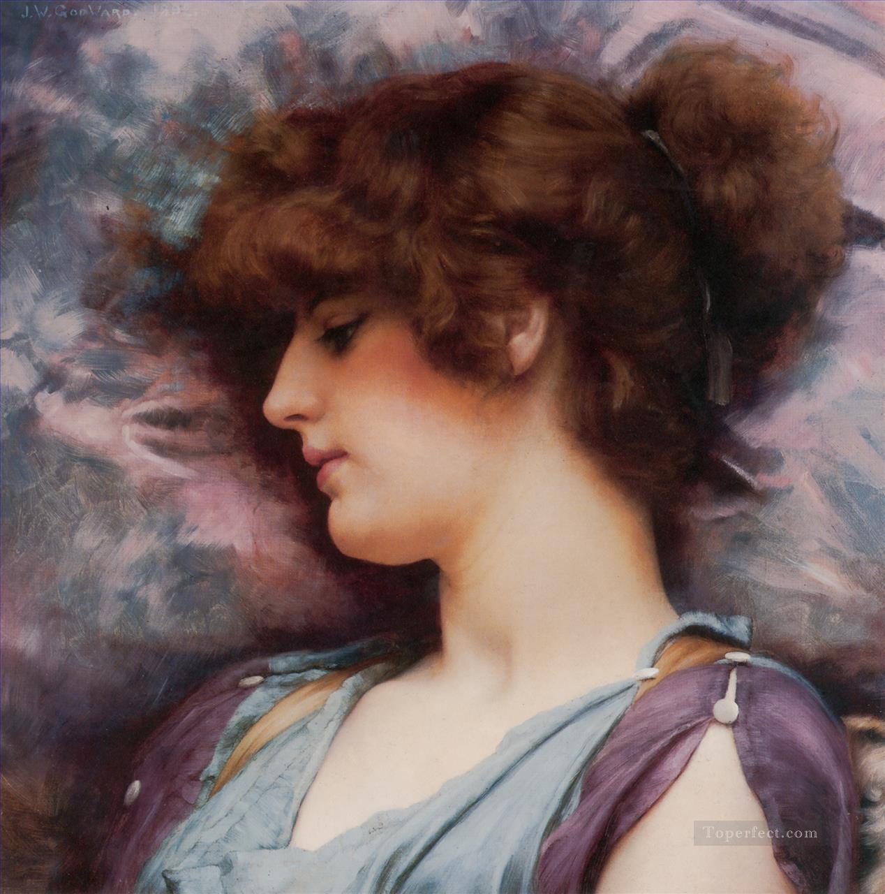 遠く離れた思考 新古典主義の女性 ジョン・ウィリアム・ゴッドワード油絵